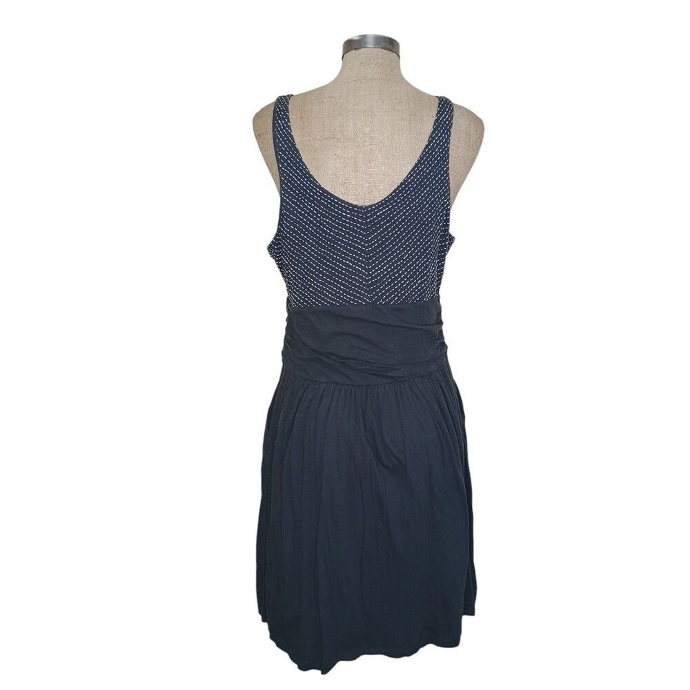Synergy Organic Clothing Tank Dress Women's Sz XL Gray Sashiko Stitching Cotton